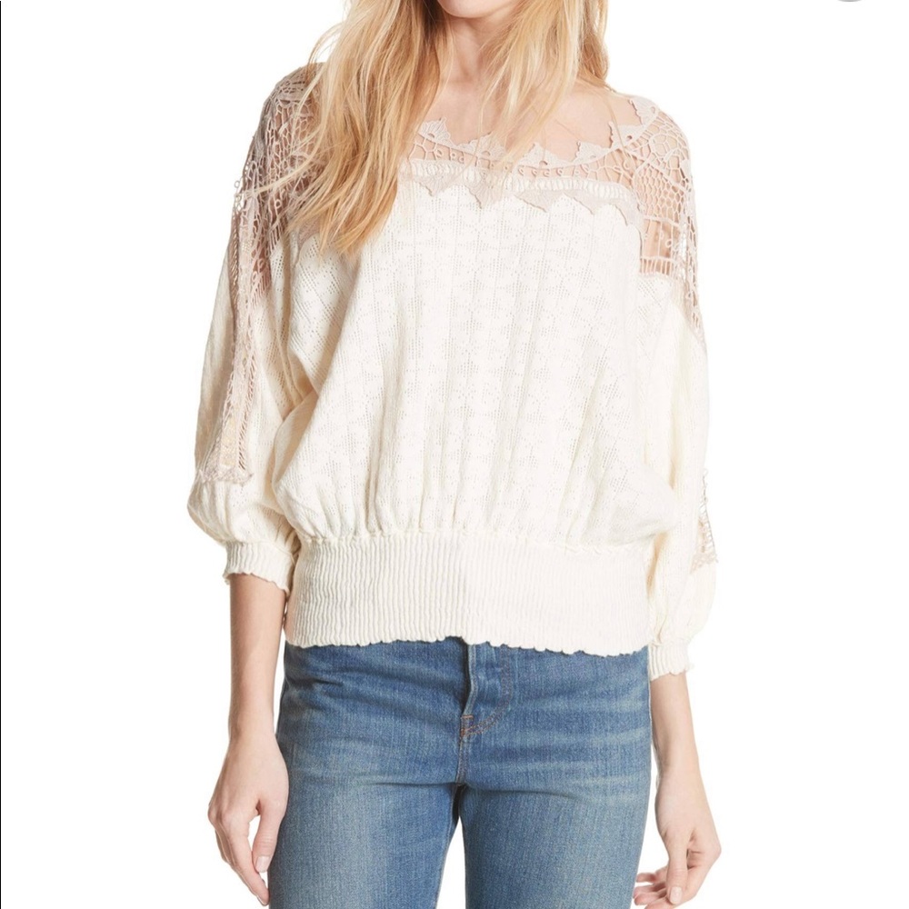 Free People Womens Love Lace Knit Sweater